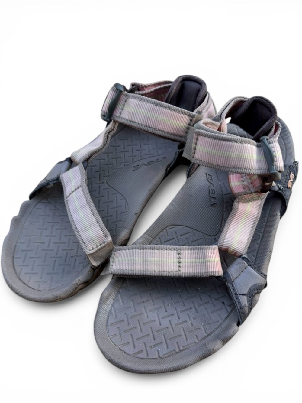 Teva Grey Sandals with Pastel‎ Striped Straps